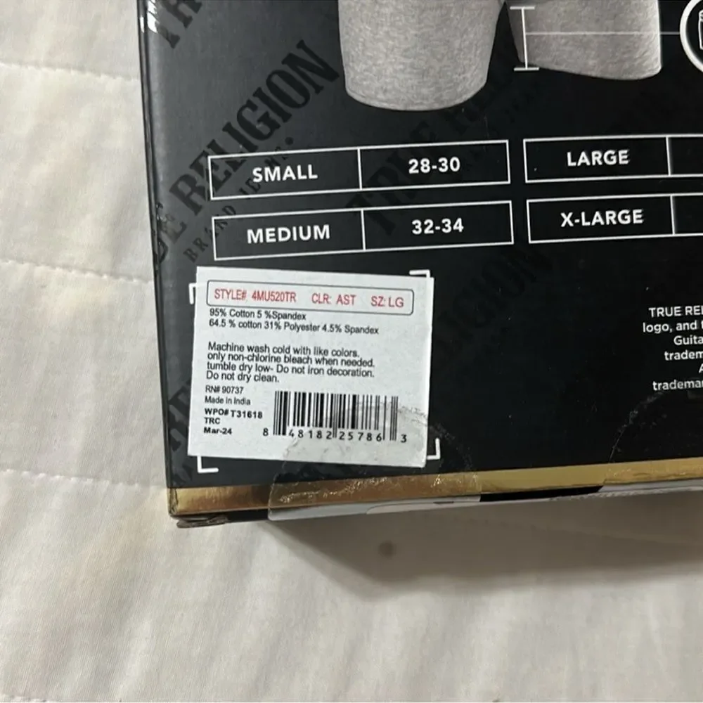 True Religion M-L 4 pack Cotton Stretch Boxer Briefs